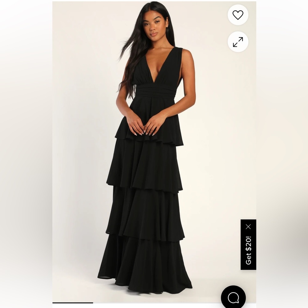Lulu's Black Tiered Ruffled Maxi Dress